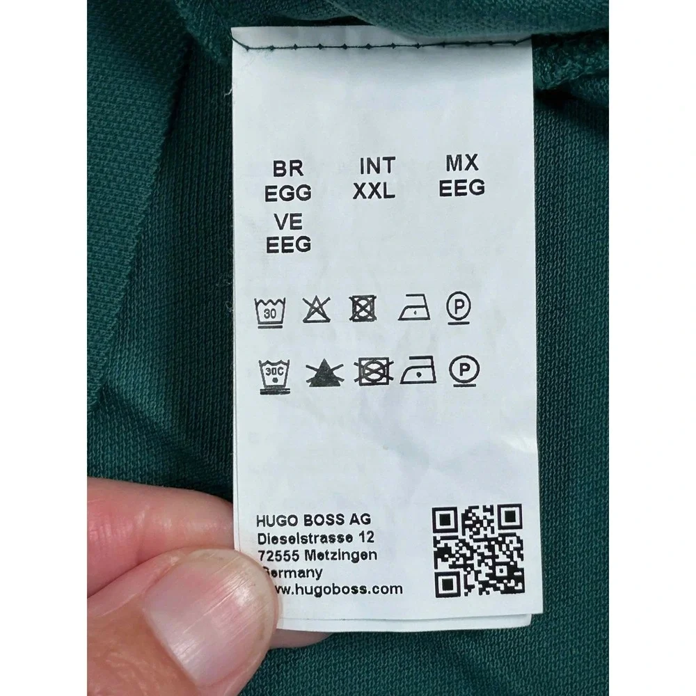 BOSS Hugo Boss Firenze 42 Polo Shirt Mens XXL Green Regular Fit Pima Cotton